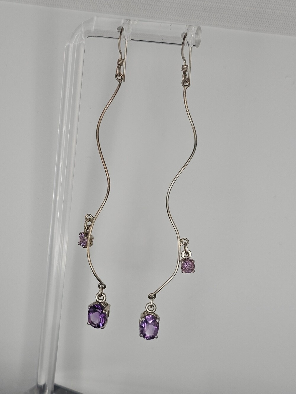 Elegant Amethyst Dangle Earrings - Sterling-Silver Twist